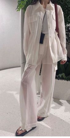 Sommerliche Bluse und Hose, Set aus Baumwolle, Gr. 38/40