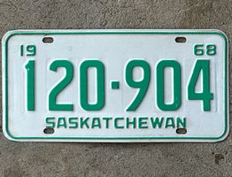 Alte Autonummer Kanada Saskatchewan 1968 58 Jahre