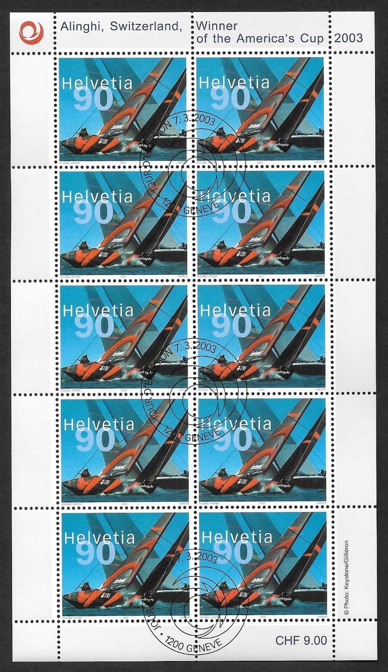Tutti i francobolli: Kleinbogen 1084 Alinghi ET Genève 7.3.2003 – Nuovo (secondo la descrizione) da Olten venduto da clotaldi