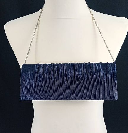 Abendtasche Dunkelblau mit Kette neuwertig