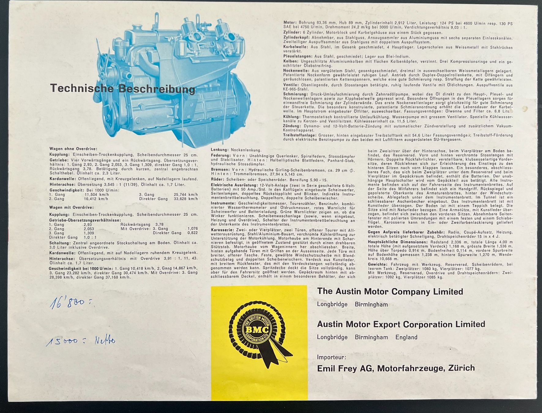 Austin Documenti: Austin Healey 3000 Prospekt – Usato da Thun venduto da Cravatte 2