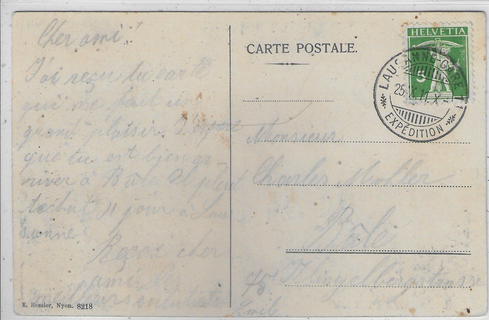 Ansichtskarten: Lausanne - Cathedrale - Litho – Gebraucht aus Ettingen von Kartenplanet 1