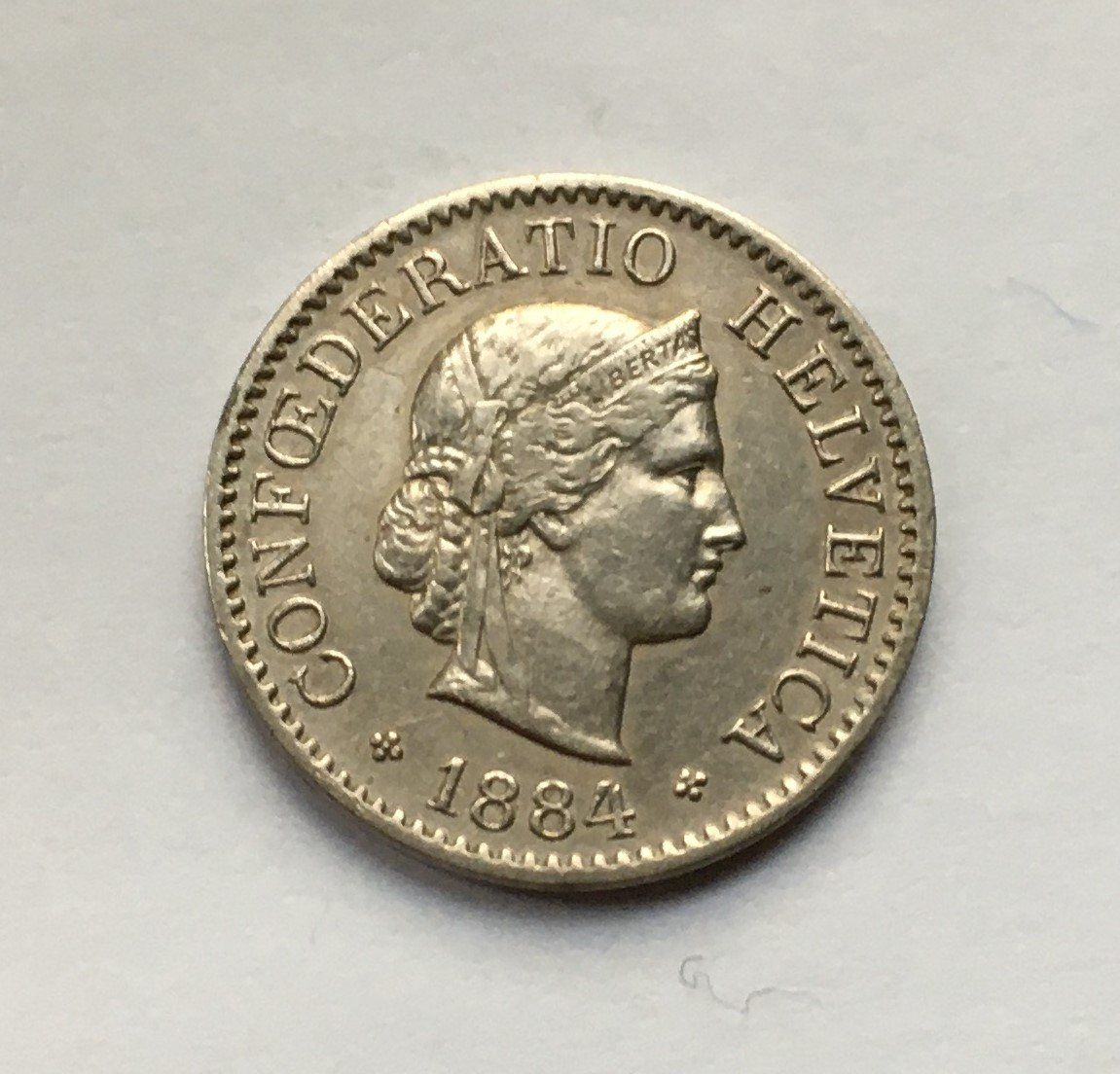 Tutti le monete: 1884 5 Rappen vz+ – Usato da Kirchberg SG venduto da Helveticus00