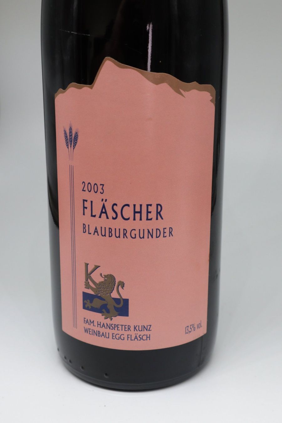 Vino: Weinflasche Fläscher Blauburgunder Hanspeter Kunz 2003 – Usato da Volketswil venduto da brockipfannenstil 1