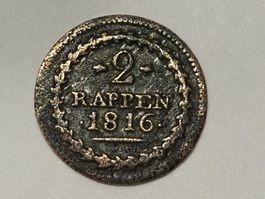 Kantonsmünze Aargau 2 Rappen 1816 Schweiz