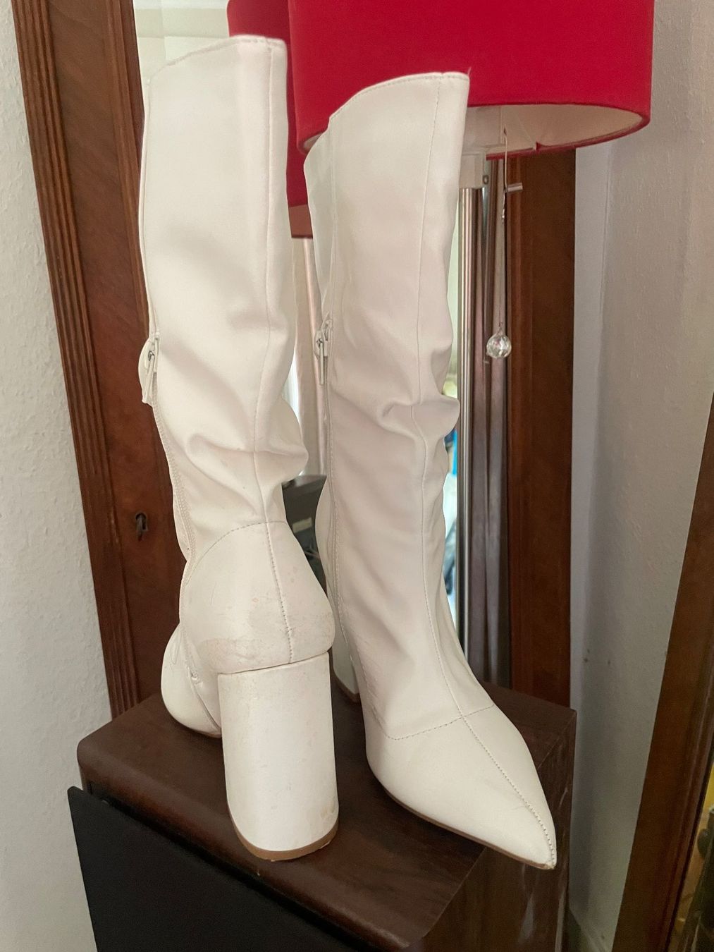 Scarpe da donna: White Block-Heel Half-Calves Boots – Usato da Genève venduto da lailas_things 2