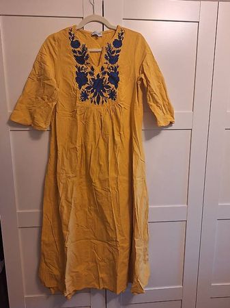 Sommerliches Maxikleid, gelb, Grösse M/L, Baumwolle💐