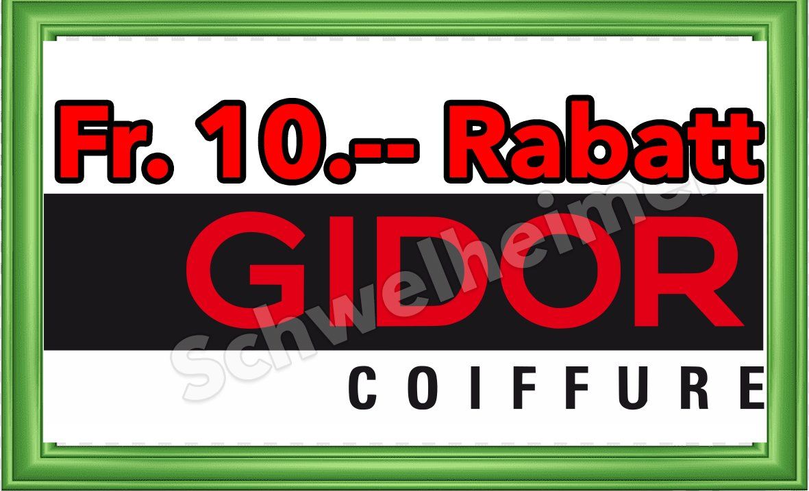 Gidor Coiffure Buoni: Gidor: Fr. 10.-- Rabatt ab Fr. 44.--  / Coiffeur – Nuovo e nell'imballaggio originale da Allschwil venduto da Schwelheimer