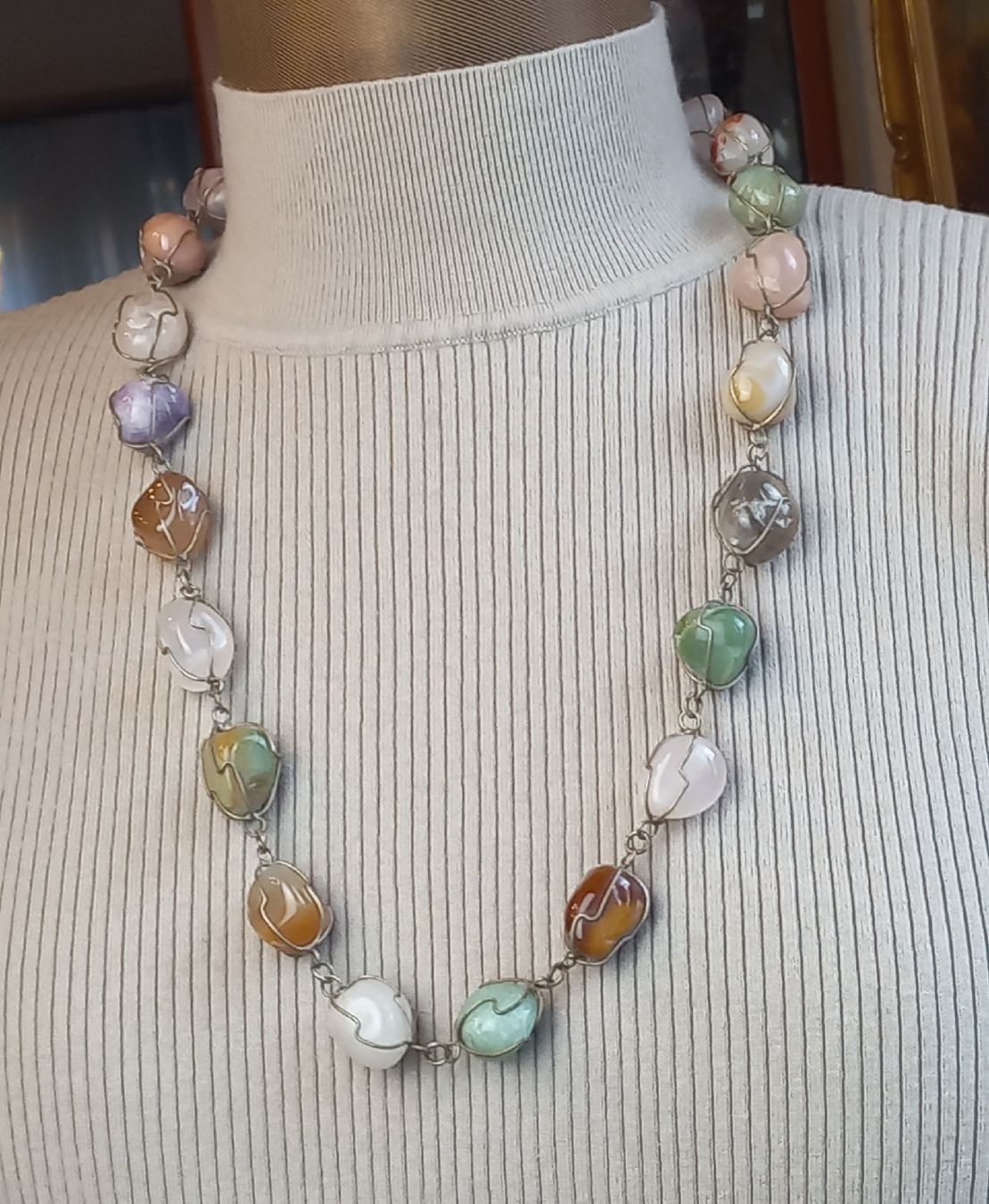 Catenine: Halskette "cageded Gemstone" silber Draht mit Edel Steinen – Usato da Buchs AG venduto da Dzirul 6