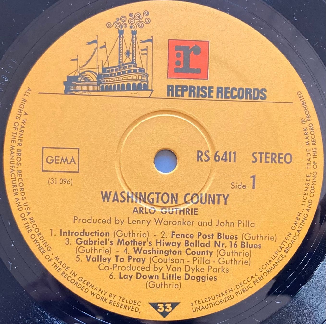 Vinyles: ARLO GUTHRIE - WASHINGTON COUNTY – D'occasion à Poliez-Pittet par Newtown-Records 2
