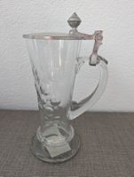 Grosser Kristallglas Bierkrug mit Zinndeckel
