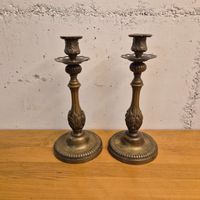 Paire de bougeoirs anciens en laiton XIX