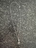 Halskette Chanel Logo Zirkonia Silber 925 guter Zustand