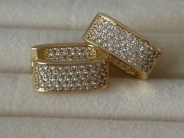 Luxus Elegante Ohrschmuck Ohrstecker  Farbe: Gold Zirkonia