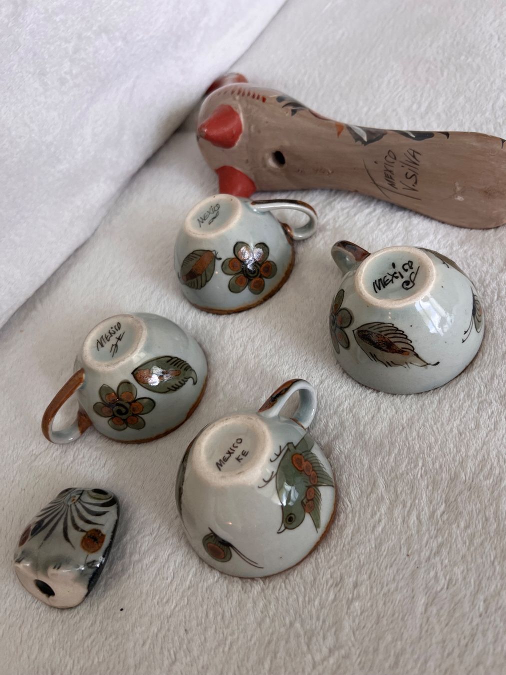 Tazze: Ken Edwards Mexican pottery cups & owl – Usato da Lausanne venduto da NYC67 3