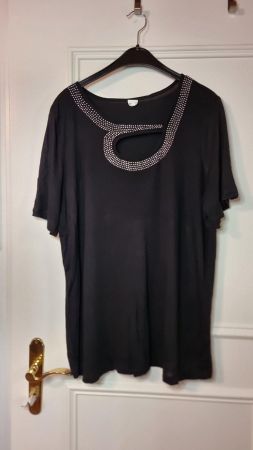 🌺Schwarzes Glitzer-Shirt Gr. 46 mit Cut-Out Dekolleté🌺