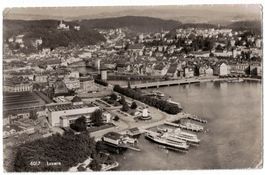 Luzern, Luftbild, gelaufen 1954, Internat. Musik-Festwochen