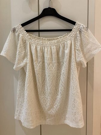 Weisse Spitzenbluse, Off-Shoulder, Gr. M