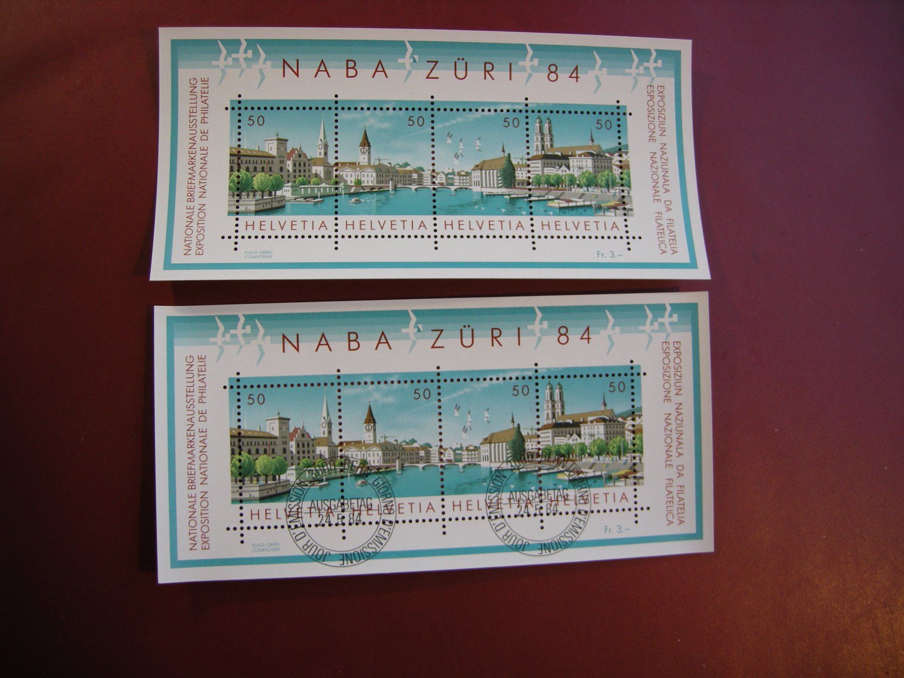 Tous les timbres: 1984, 2 KLEINBOGEN POSTFRISCH + ERSTTAG, NABA ZÜRICH – D'occasion à Eschenbach SG par eDaisy