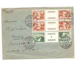 Brief mit Kehrdruck Technik 1.X.50 /Nr.S60+S61/n. Frankreich
