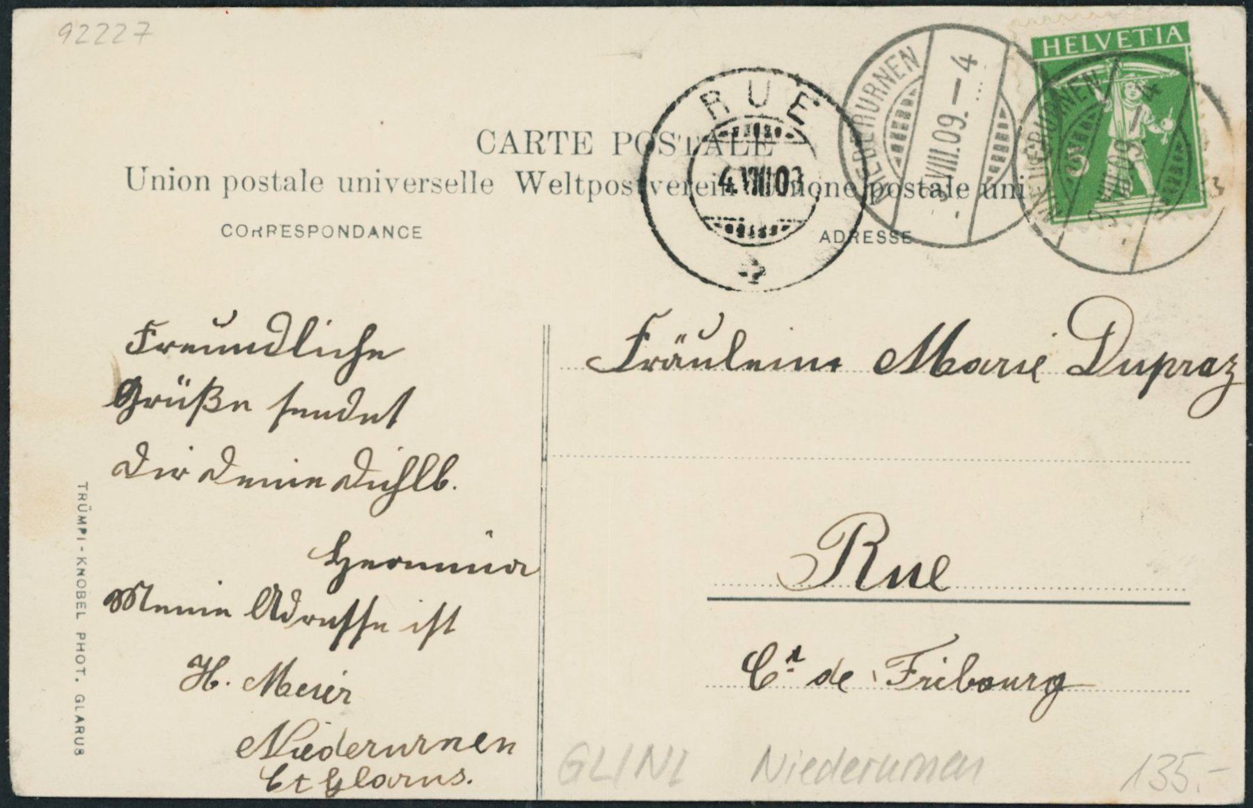 Cartes postales: GL Niederurnen – D'occasion à Schindellegi par stationary 1