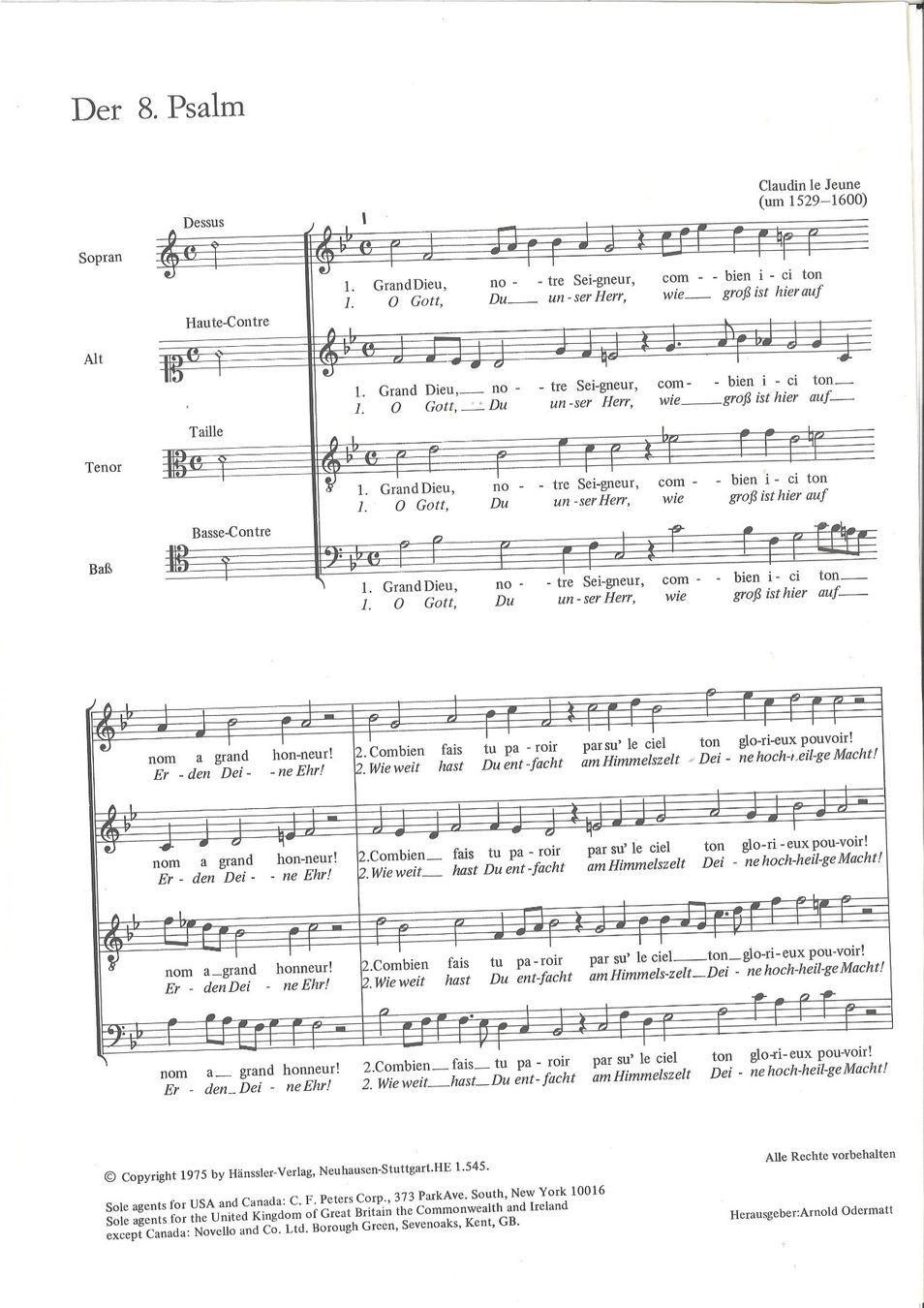 Libri: 19x le Jeune Claudin - Der 8. Psalm – Nuovo (secondo la descrizione) da Neuchâtel venduto da Maudicia