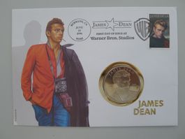 1996 Numisbrief: James Dean mit vergoldeter Gedenkmedaille