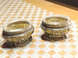 Jugendstil versilberte 2 Salier Glas um 1900j