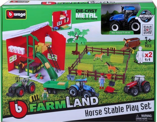Giocattoli: Bburago Pferdestall mit Traktor / Spielset – Nuovo e nell'imballaggio originale da Oensingen venduto da Liquidations-Shop 1