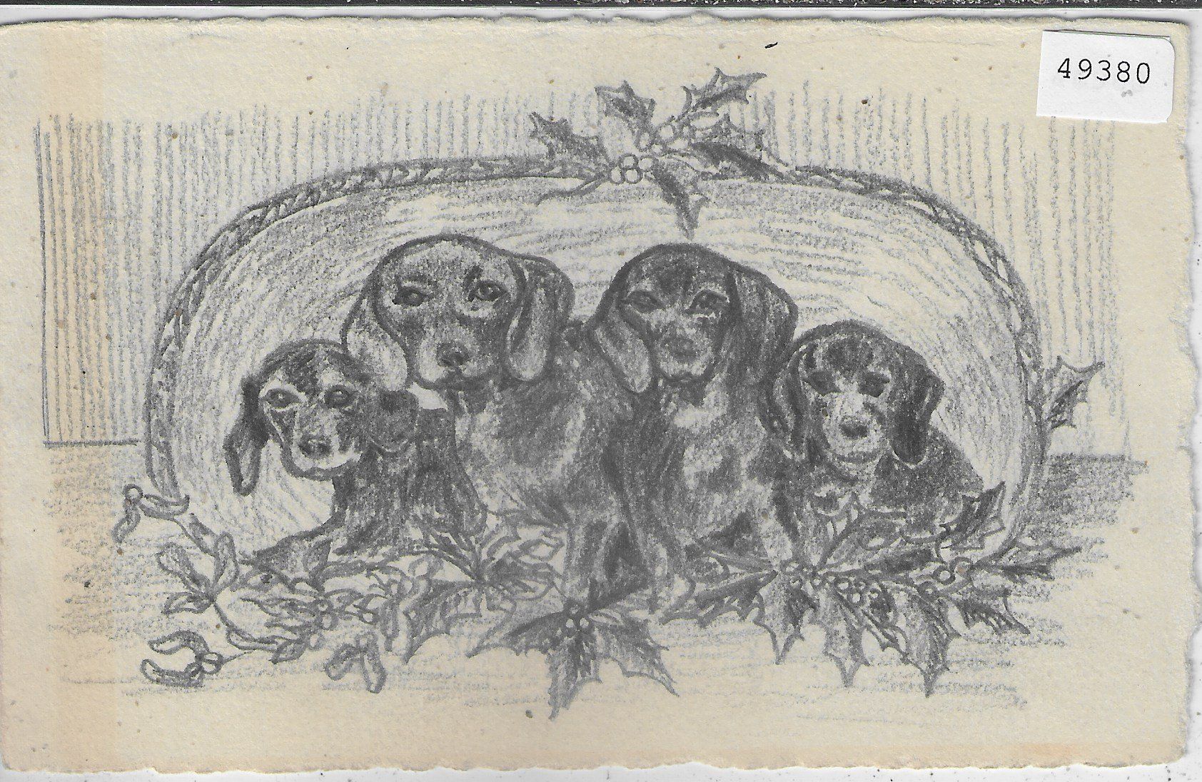 Cartoline postali: Vier Hunde Dackel - Handgemalte Karte – Usato da Ettingen venduto da Kartenplanet