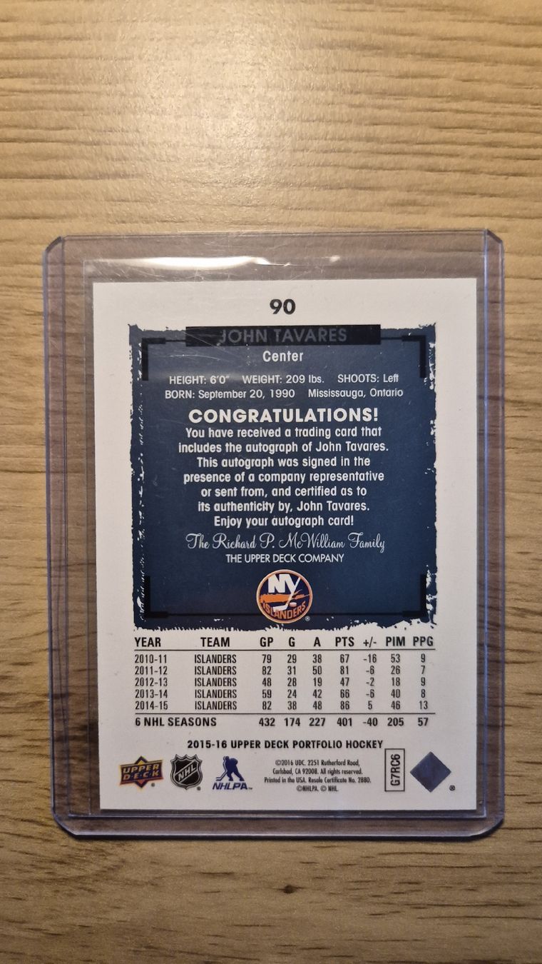 NHL Cartes à collectionner: NHL John Tavares NY Islanders Upper Deck Portfolio – D'occasion à Bellach par IceCards-80 1