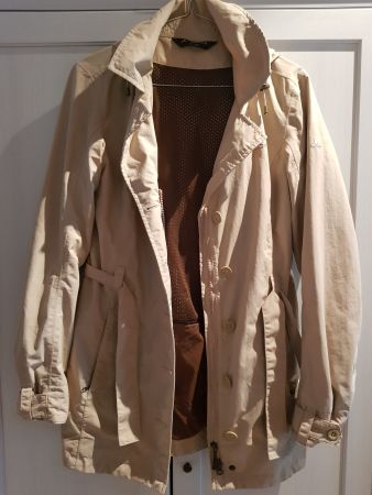 Trendy short coat from VAUDE, beige with copper-brown lining