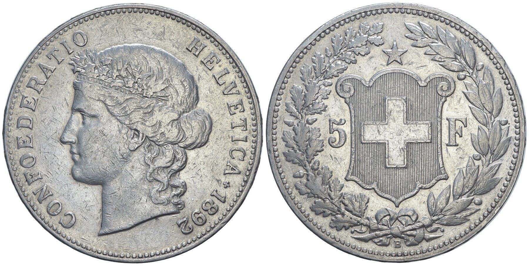 Tutti le monete: 5 Franken 1892 (06) – Usato da Chiasso venduto da Novamarketing