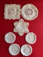 Platzdeckchen Vintage Untersetzer Baumwolle umhäkelt 7 Stk