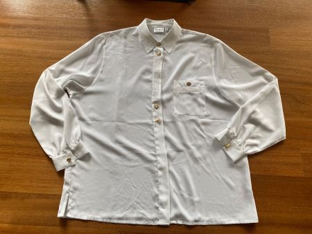 Elegante Damenbluse weiss Gr. 46 mit Stickerei