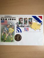 Gedenkmünze USA 1994 World Cup Half Dollar mit Briefmarke