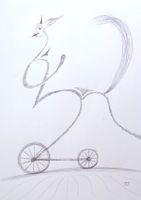 Zeichnung: Velo fahren