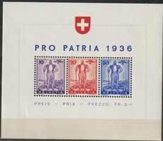 1936 Pro Patria Wehranleihe Block W8 ** ohne Falz