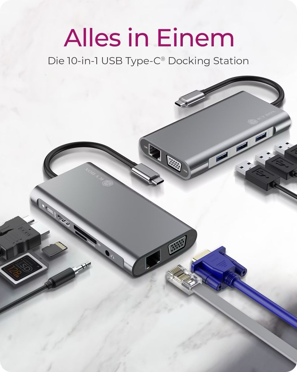 Docking station: 3 Stück / Icy Box, USB Type-C Dock – Usato da Therwil venduto da Banks2009 1