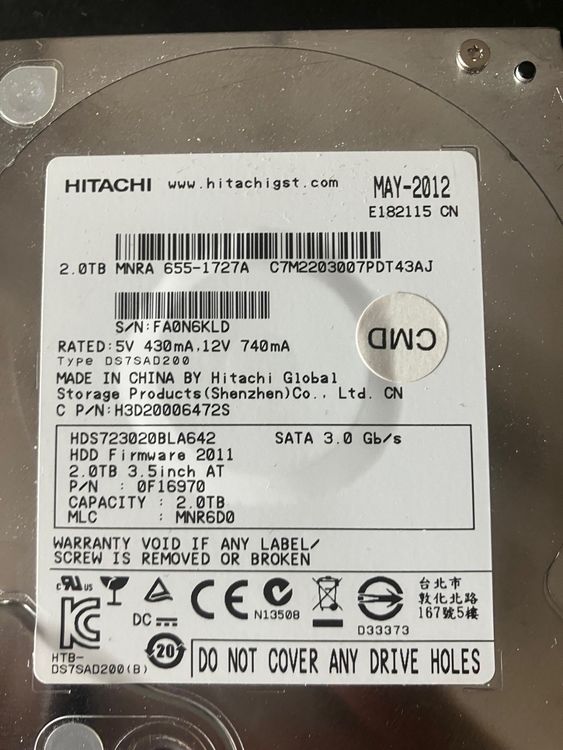Hitachi Deskstar HDS723020BLA642, SATA, 2,0 TB | Kaufen auf Ricardo