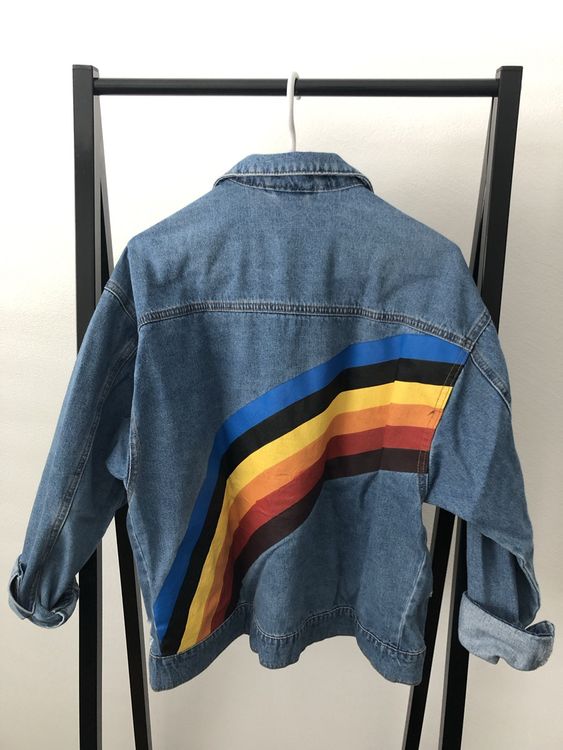 Mymyguoe Damen Jeansjacke Oversize - Vintage Patchwork Denim Jacke