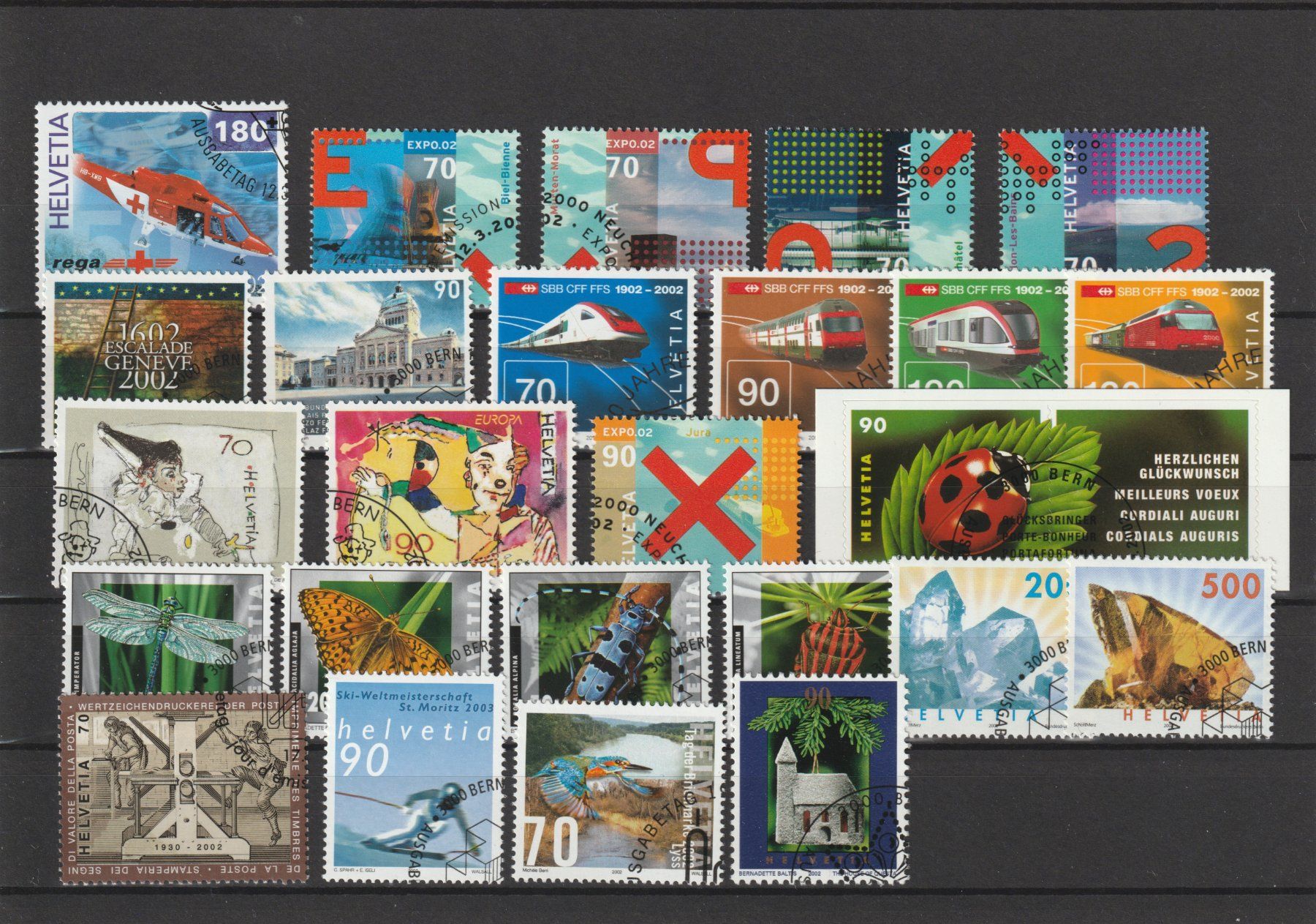 Alle Briefmarken: 2002 Jahressammlung einzel Ersttag – Gebraucht aus Spiez von Crazyduck