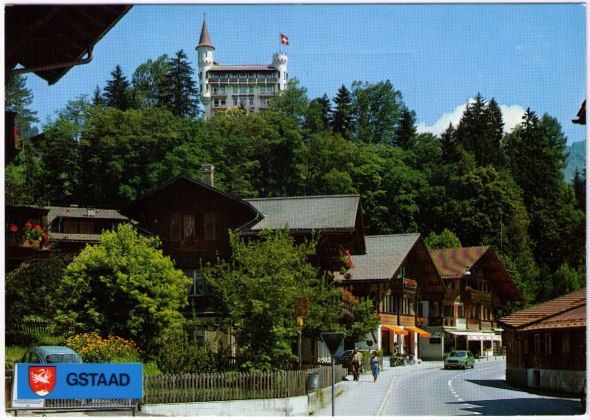 Cartoline postali: Gstaad - Dorfstrasse mit Hotel Palace – Usato da Binningen venduto da Mountainrider