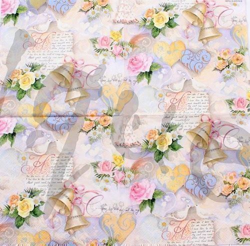 Tovaglioli: Serviette wedding bells rose (1409) 2Stk – Nuovo (secondo la descrizione) da Schlatt TG venduto da kreativ-atelier