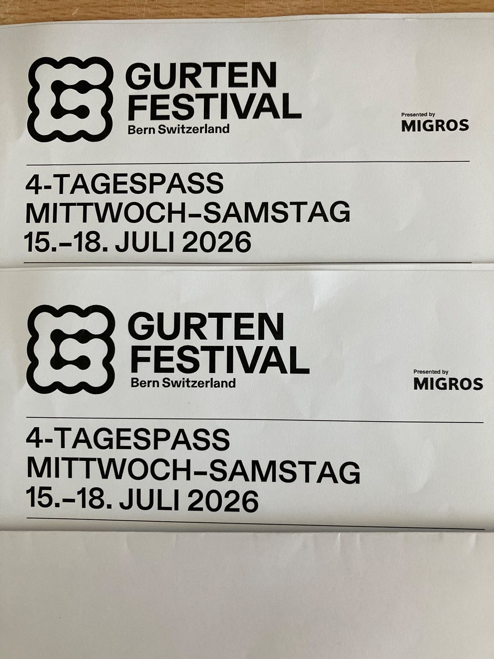 Tickets: 2 x 4-Tagespässe Gurtenfestival – Neu (gemäss Beschreibung) aus Köniz von Esmada