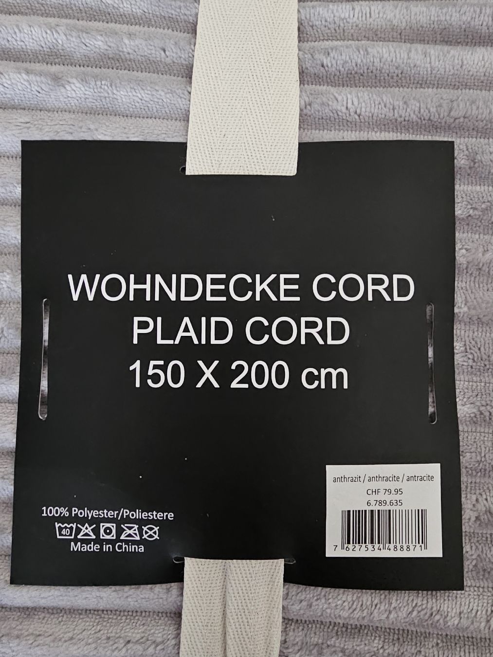Decken: Wohndecke Cord Neu – Neu und originalverpackt aus Büttikon AG von PAM120319 1
