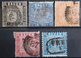 Baden Kat. 9-12 & 14 gest. 1860/62 Kat. 435 Euro