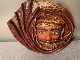 Dekorative Wandmaske aus Leder, Orient-Stil, Vintage