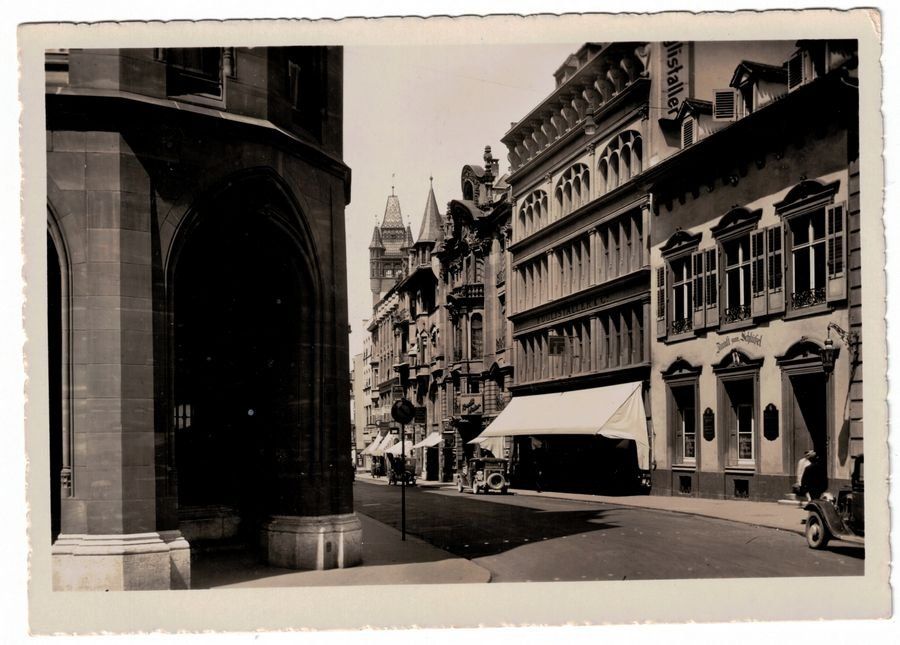 Cartoline postali: Basel, Freierstrasse, Oldtimer, gelaufen 1935 – Usato da Frauenfeld venduto da POML