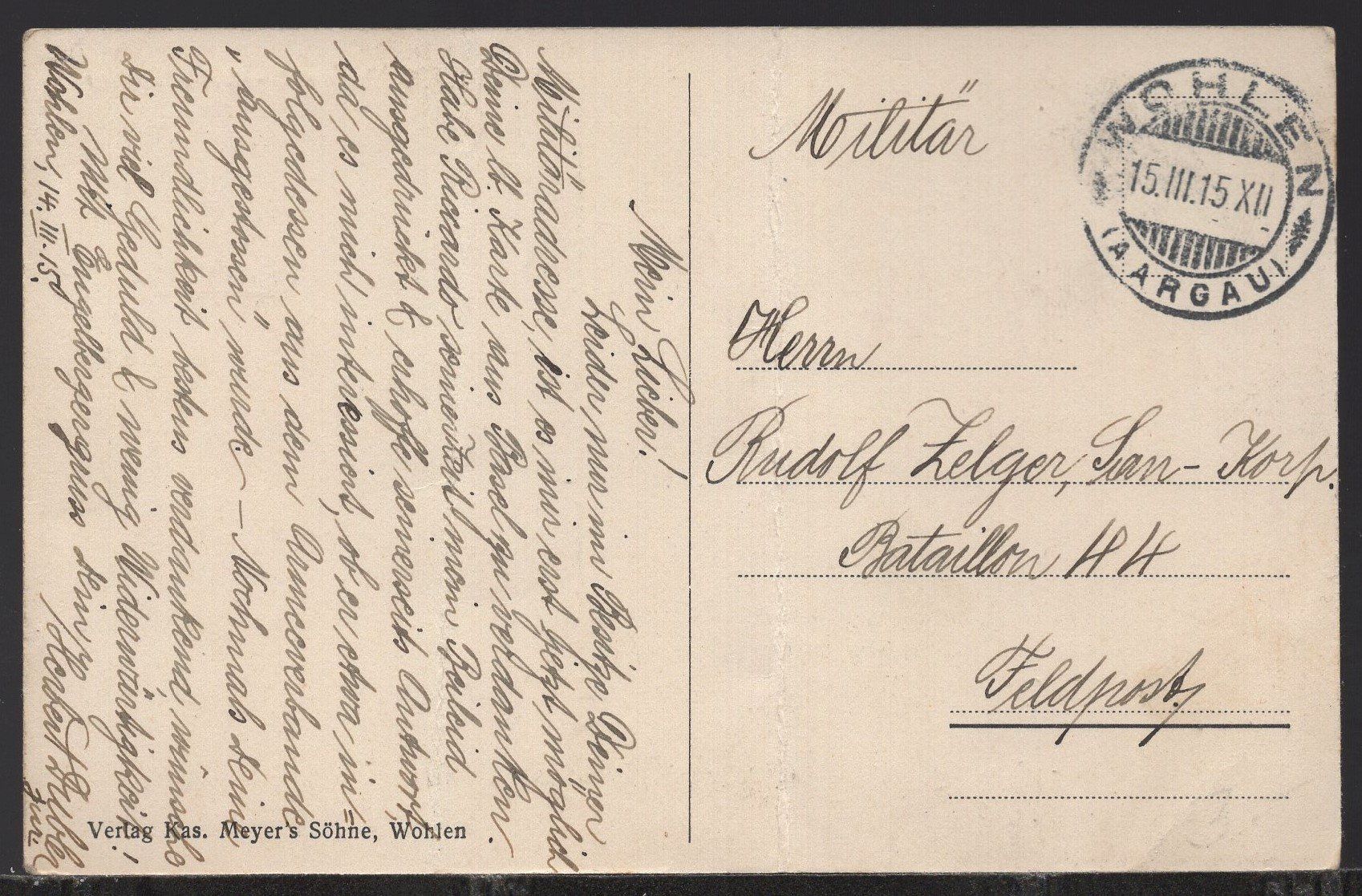 Cartoline postali: Wohlen  1915  Schulhäuser – Usato da Aarau venduto da kufi44 1